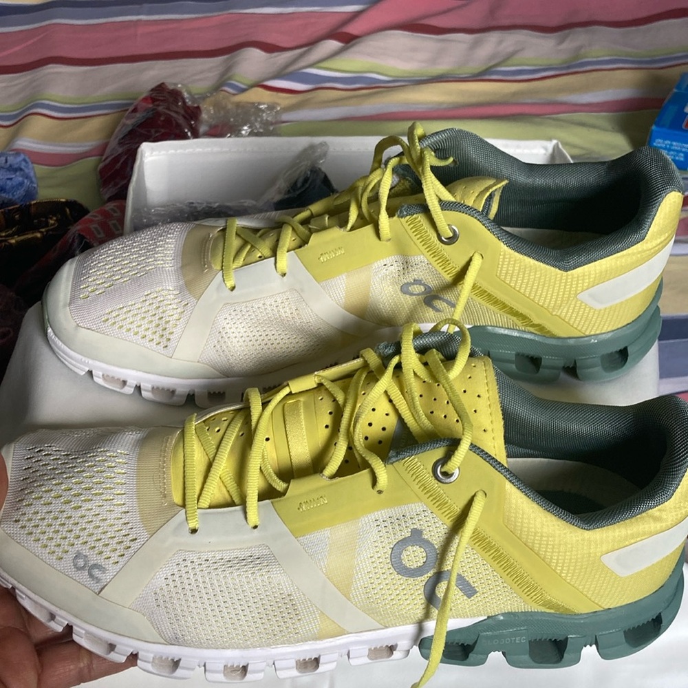 Yellow and White Athletic Sneakers